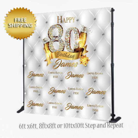 Tufted Backdrop, Birthday Backdrop, Photo Props, 80th Birthday Step and Repeat,Photo Booth Step and Repeat Backdrop, Engagement  Backdrop