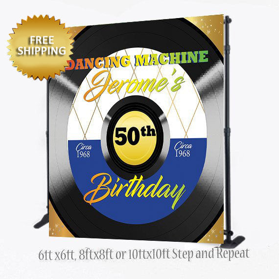 Vinly Record Backdrop, 50s backdrop, Musical Backdrop, Step and Repeat Backdrop, 50th Birthday backdrop, step and repeat, 40th backdrop
