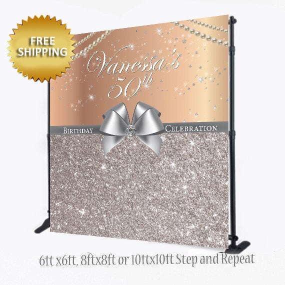 Rose Gold Photo Booth backdrop, Rose Gold Step and Repeat,Step and repeat backdrop, Birthday Backdrop, 40th Birthday Backdrop, 50th Birthday