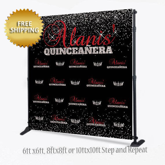 Quince Step and Repeat, Sweet 16 Backdrop, Photo Props, Quinceanera Backdrop, quinceanera Step and Repeat, 30th Birthday backdrop