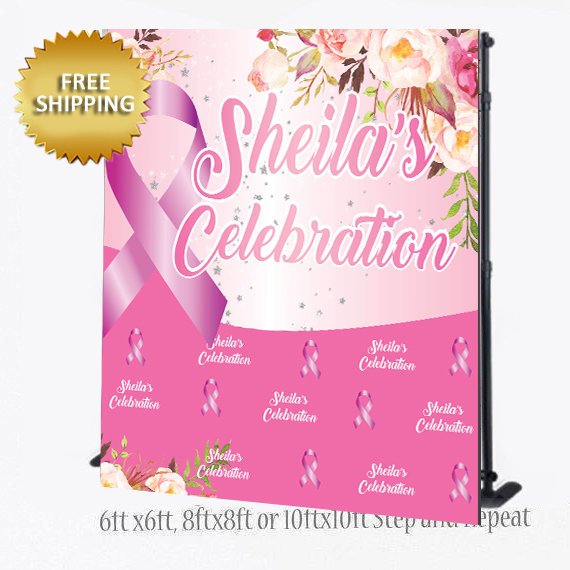 Breast Cancer Step and Repeat, Cancer Backdrop, Custom Backdrop, Breast Cancer Backdrop, Photo Props, Printable Back drop