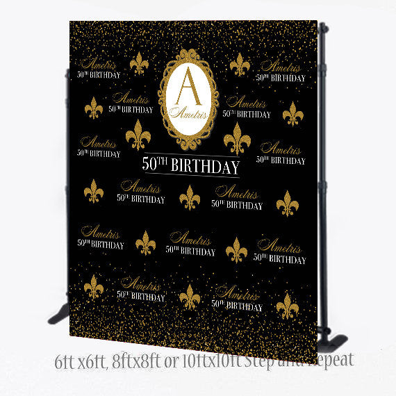 Fleur de lis Backdrop, Sweet 16 Backdrop, 8X8 Photo Booth backdrop, 50th Birthday Backdrop, 40 Birthday Step and Repeat, Prom photo booth
