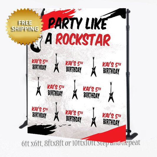 Sweet 16 Backdrop,Rockstar backdrop, Rock and Roll Backdrop, Step and Repeat banner, Step and repeat, Birthday Backdrop,  Sweet 16 Backdrop