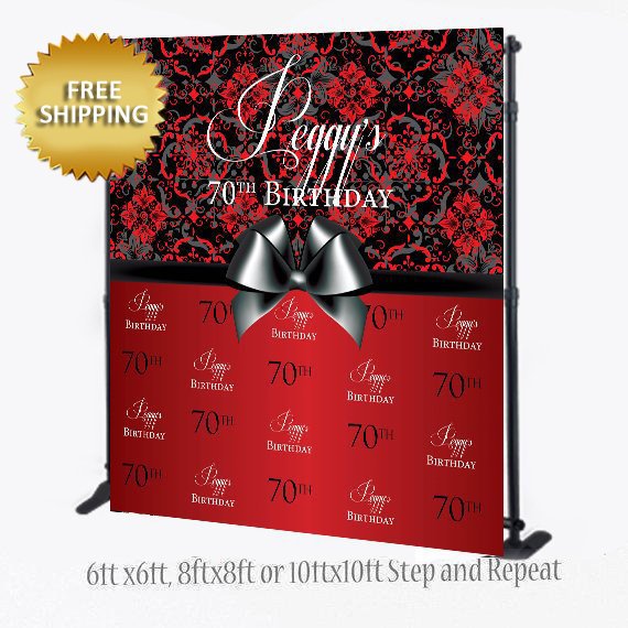 Red and Black Step and Repeat, Ribbon, Step and repeat backdrop, Elegant backdrop, Birthday Backdrop, 40th Birthday Backdrop, 50th Birthday