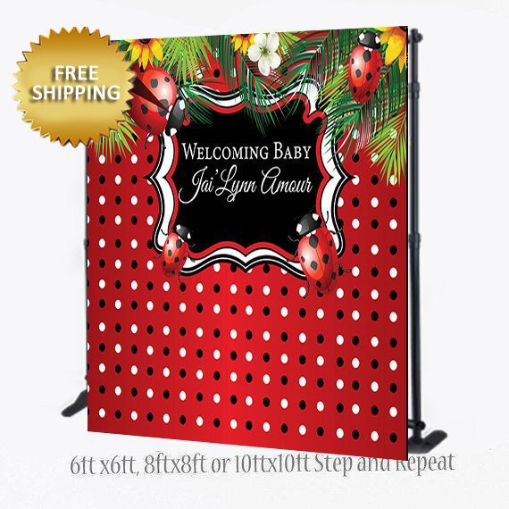 Ladybug backdrop, Red and black polkadots, sunflowers backdrop, Lady bug backdrop,Step and repeat backdrop, Baby Shower,16th Birthday, props