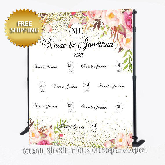 Wedding Backdrop, Engagement Step and Repeat, Wedding Floral Step and Repeat, Wedding photo booth, Bridal Shower backdrop