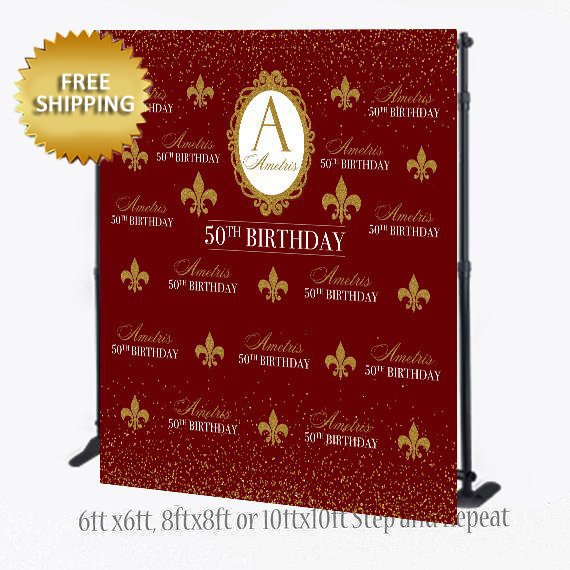 Sweet 16 Backdrop, Fleur de lis Backdrop, 8X8 Photo Booth backdrop, 50th Birthday Backdrop, 40 Birthday Step and Repeat, photo booth