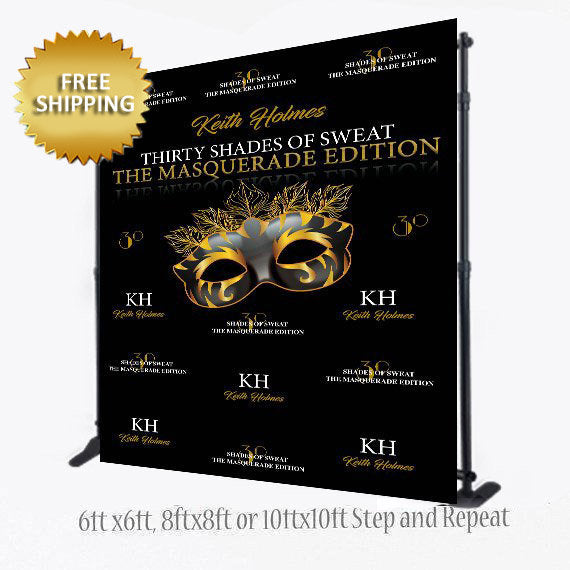 Step and Repeat backdrop, Masquerade Step and Repeat, Mardi gras step and repeat ,Masquerade backdrop, 50th Birthday backdrop, photo booth