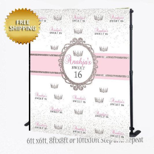 Baby Shower backdrop, Sweet 16 Backdrop, A little princess backdrop, Princess backdrop, Step and Repeat banner, Sweet 16 Princess Backdrop