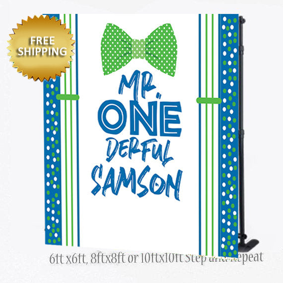 Mr Onederful Backdrop, Mr Onederful step and repeat, 1st Birthday backdrop, Suspenders invite, Suspenders backdrop, Baby shower backdrop