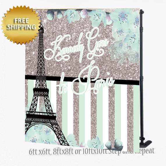 Eiffel Tower backdrop, Custom 8X8 Photo Booth backdrop,Paris step and repeat, custom Step and Repeat, Sweet 16 Birthday, photo booth