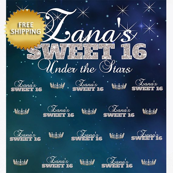 Sweet 16 Backdrop, Under the stars Backdrop, Under the stars Step and Repeat, Sweet 16 Birthday photo booth,Prom Backdrop,Printable Backdrop