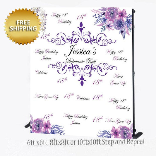 Step and repeat backdrop, Sweet 16 Backdrop, Birthday Backdrop, Floral backdrop, Birthday Step and Repeat, Photo Props, Prom Backdrop