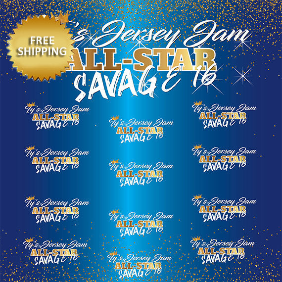 Sweet 16 Step and Repeat backdrop, Blue and gold Backdrop, 16th Birthday Backdrop, Sweet 16 Male Step and Repeat Backdrop, Prom Backdrop