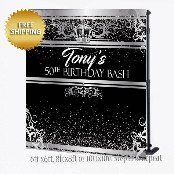 30th Birthday backdrop, Baby Shower Backdrop, 50th Backdrop, Royalty Photo Booth Step and Repeat, Royalty Back drop, King step and repeat