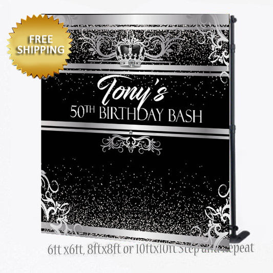 30th Birthday backdrop, Baby Shower Backdrop, 50th Backdrop, Royalty Photo Booth Step and Repeat, Royalty Back drop, King step and repeat
