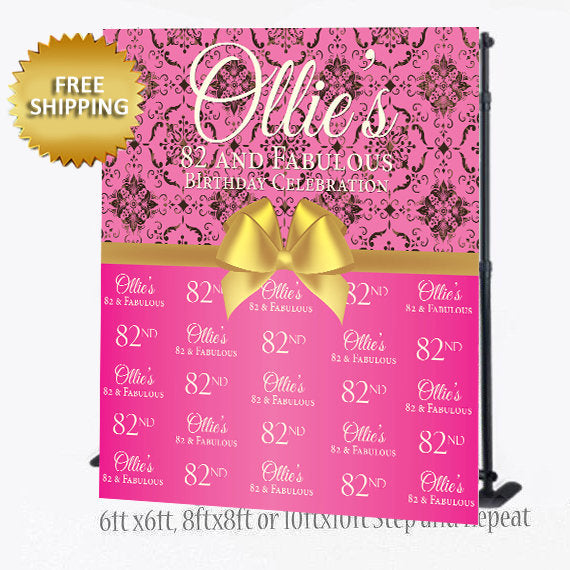 Pink and Gold Step and Repeat, Ribbon, Step and repeat backdrop, Elegant backdrop, Birthday Backdrop, 40th Birthday Backdrop, 50th Birthday