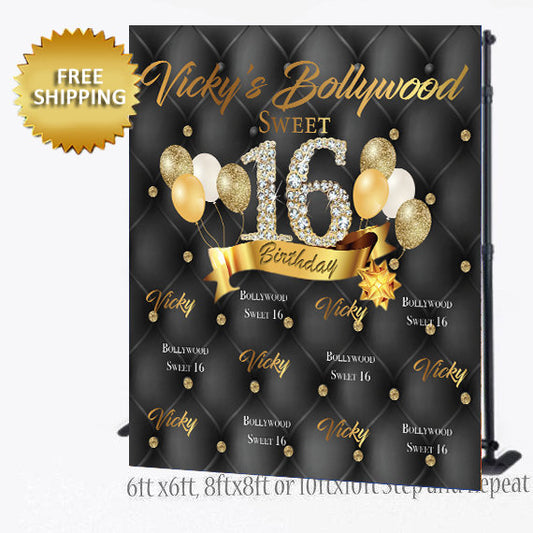 16th Birthday Step and Repeat, Birthday Backdrop, Sweet 16 Birthday backdrop, Tufted Backdrop, Step and Repeat Backdrop, Birthda Backdrop