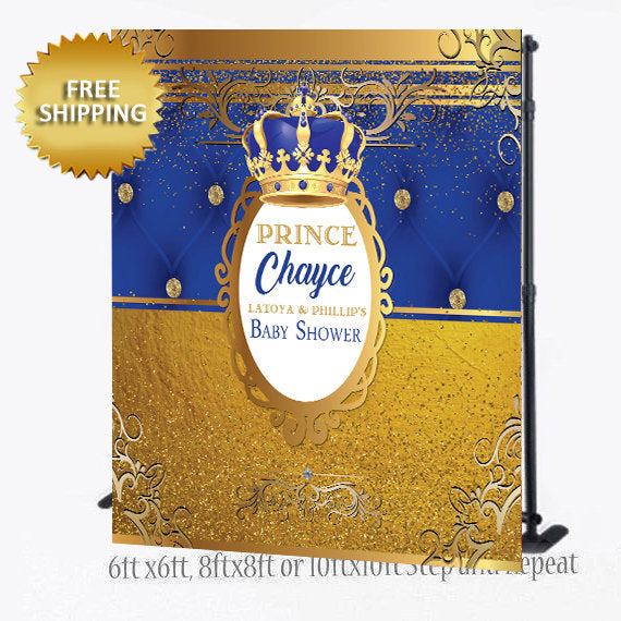 Royal Prince baby shower step and repeat backdrop – Dream Design Group