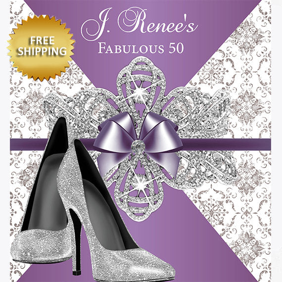 Lavender step and backdrop, Silver heels Elegant Step and Repeat, Heels Step and repeat, 50th Birthday backdrop, 40th Birthday Backdrop
