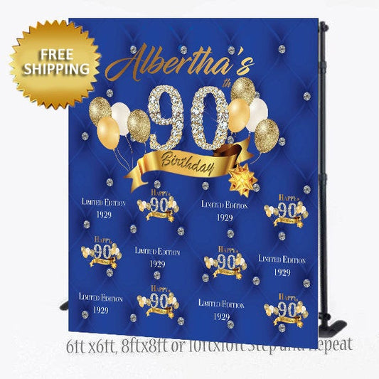 90th Birthday Step and Repeat Backdrop, 50th Step and repeat, Custom Backdrop, Prom backdrop, 50th Birthday Backdrop,  Prom Back drop
