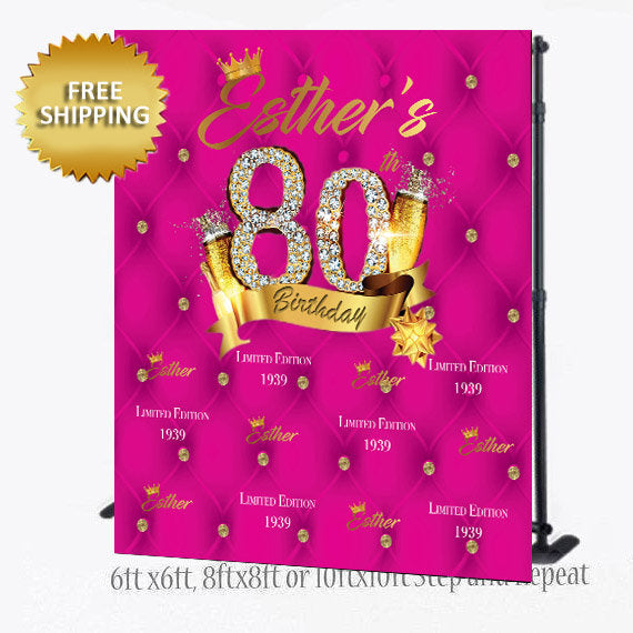 80th Birthday Step and Repeat Backdrop, 50th Step and repeat, Custom Backdrop, Prom backdrop, 50 Birthday Backdrop, Step and Repeat backdrop