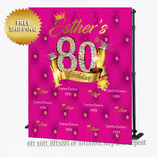 80th Birthday Step and Repeat Backdrop, 50th Step and repeat, Custom Backdrop, Prom backdrop, 50 Birthday Backdrop, Step and Repeat backdrop