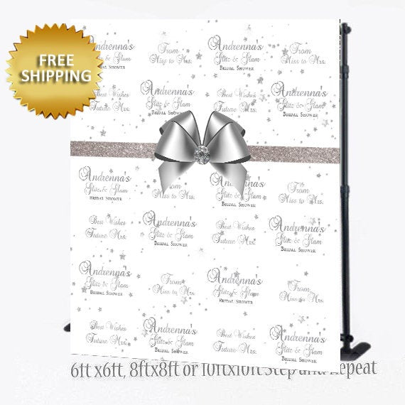 Silver Step and Repeat, 50th birthday backdrop, From Miss to Mrs. backdrop, Prom backdrop, Step and repeat Birthday,Wedding Backdrop