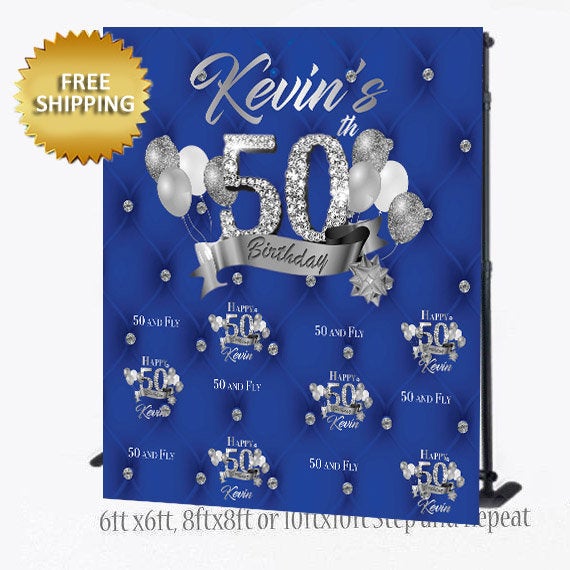 Blue and Silver backdrop, 50th Birthday Step and Repeat, Tufted, 80th Birthday Backdrop, 40th BirthdayStep and Repeat Backdrop, silver heels