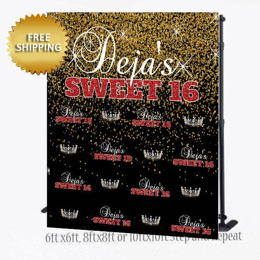 Sweet 16 Birthday Step and Repeat, Birthday Backdrop, Sweet 16 Birthday backdrop, Tufted Backdrop, Step and Repeat Backdrop