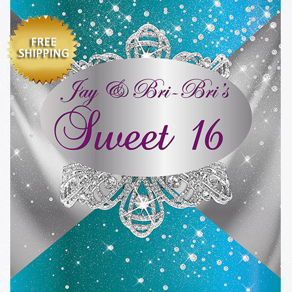 Sweet 16 Step and Repeat, 50th birthday backdrop, Diamond backdrop, Prom backdrop, Turquoise Step and repeat Birthday, Step repeat backdrop