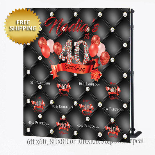 40th Birthday Step and Repeat, Tufted Backdrop, Birthday Backdrop, Prom 2019,Step and Repeat Backdrop, 50th Birthday backdrop, Birthday