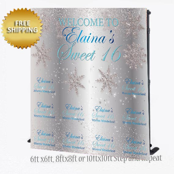 Christmas Step and Repeat, Winter wonderland backdrop, Ugly sweater step and repeat, sweet 16 backdrop, snowflake step and repeat custom