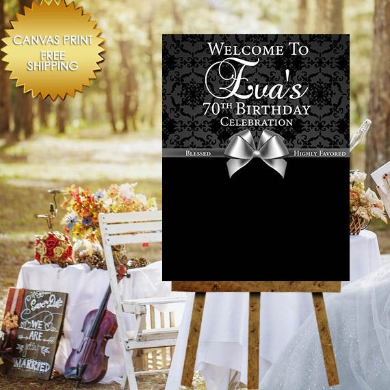 Canvas sign guest book,Black and silver guest book canvas,Welcome Sign guest book,50th Birthday step and repeat,Guest canvas,50 and fabulous