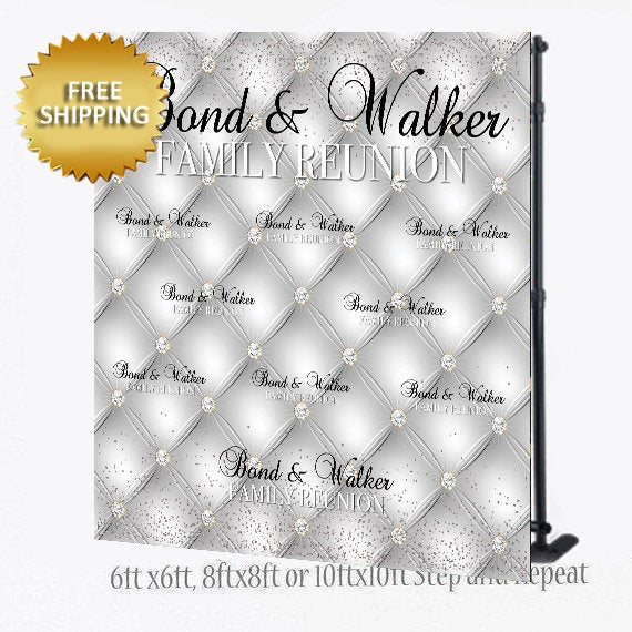 Family Reunion Backdrop, Family Reunion Step and Repeat, Tufted Backdrop , Photo Props, Family Reunion Step, Silver backdrop