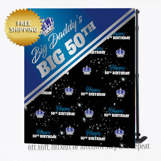 50th Birthday Backdrop, 50th Birthday Step and Repeat, 16th Birthday backdrop, Birthday backdrop, Step and repeat backdrop custom,50th party