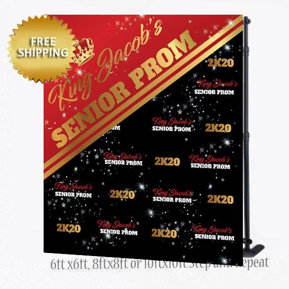 Prom Step and Repeat backdrop, Prom 2020 Backdrop, Sweet 16 Birthday, King Prom Step and Repeat Backdrop, Red and Gold Backdrop