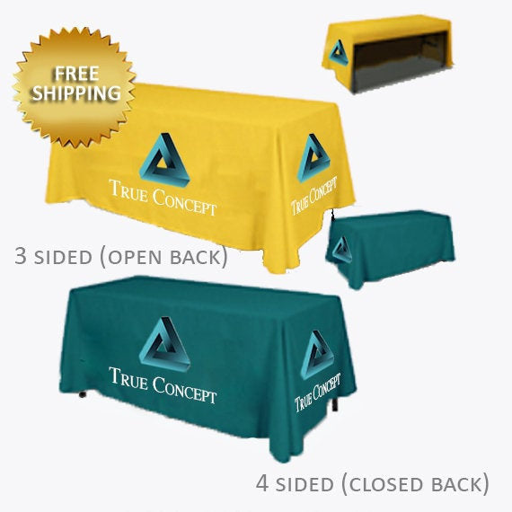 Custom table cloths, Custom Table cloths, Table cloth 3 sided, Custom table cloth 4 sided, Custom Table cloth for expos, Trade show,
