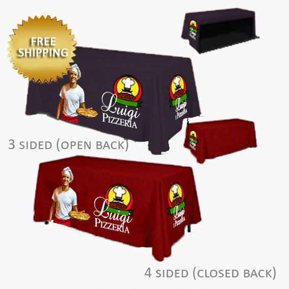 Event table cloth, Table cloth, 4 sided table cloths, Custom table cloths, Custom Table cloths, Image on table cloth, Trade show table cloth