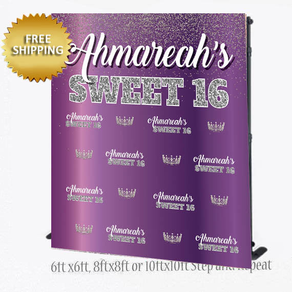 Sweet 16 Backdrop, Royalty backdrop, Step and repeat backdrop, Birthday Backdrop, sweet 16 party, Birthday, Photo backddrop, cake table