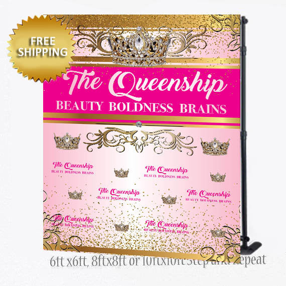Pink and gold Step and Repeat, Step and repeat backdrop, Sweet 16 Birthday photo booth, Birthday Backdrop, Sweet 16 banner, Royalty Backdrop