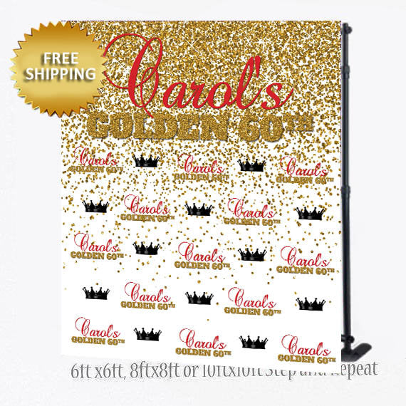 60 and fabulous Step and Repeat, 60th Birthday backdrop, Gold sparkle Backdrop, Step and Repeat backdrop custom, 40th Backdrop, baby banner
