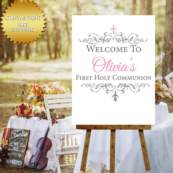 Communion Sign, Canvas, canvas poster Sign, Birthday Guest Book Sign, 1st communion Canvas guest book sign, Communion welcome sign
