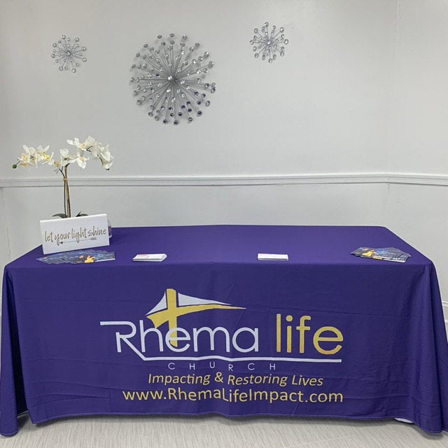 Business table cloth for expos, Logo Table Cloth, event table cloths, Table Runner, Trade show custom table cloths, Step and repeat backdrop