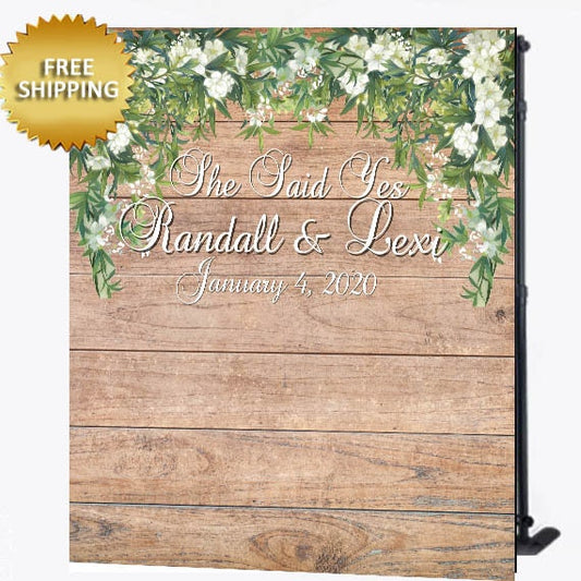Wedding backdrop, Wedding Step and Repeat, Wedding banner, She Said Yes Backdrop, Engagement backdrop, She said yes banner, engagement ideas