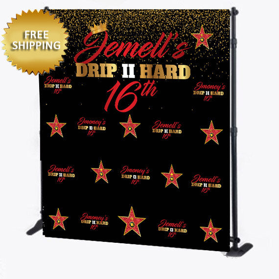 Sweet 16 backdrop, 16th Birthday backdrop, VIP backdrop, Birthday Backdrop,Birthday Photobooth, Hollywood backdrop,Hollywood step and repeat