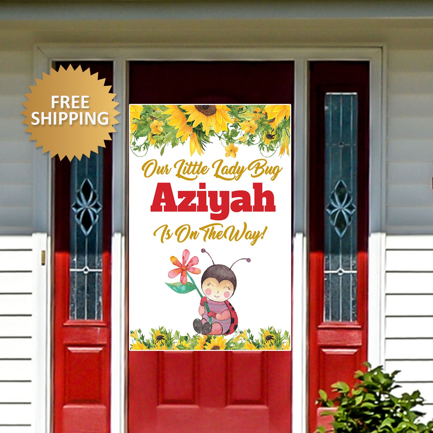Birthday Door Banner, Lady Bug Door banner, Lady Bug Banner, Honk Birthday Banner, Sunflowers Door Banner, Honk yard Sign,Baby shower banner