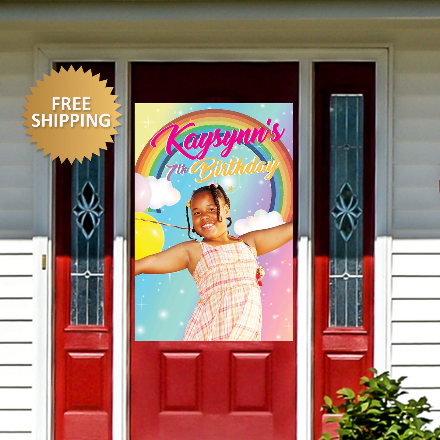 Birthday Door Banner, Rainbow Door banner, Birthday Photo Door Banner, Unicorn Birthday Banner, Unicorn Door Sign, Honk yard banner