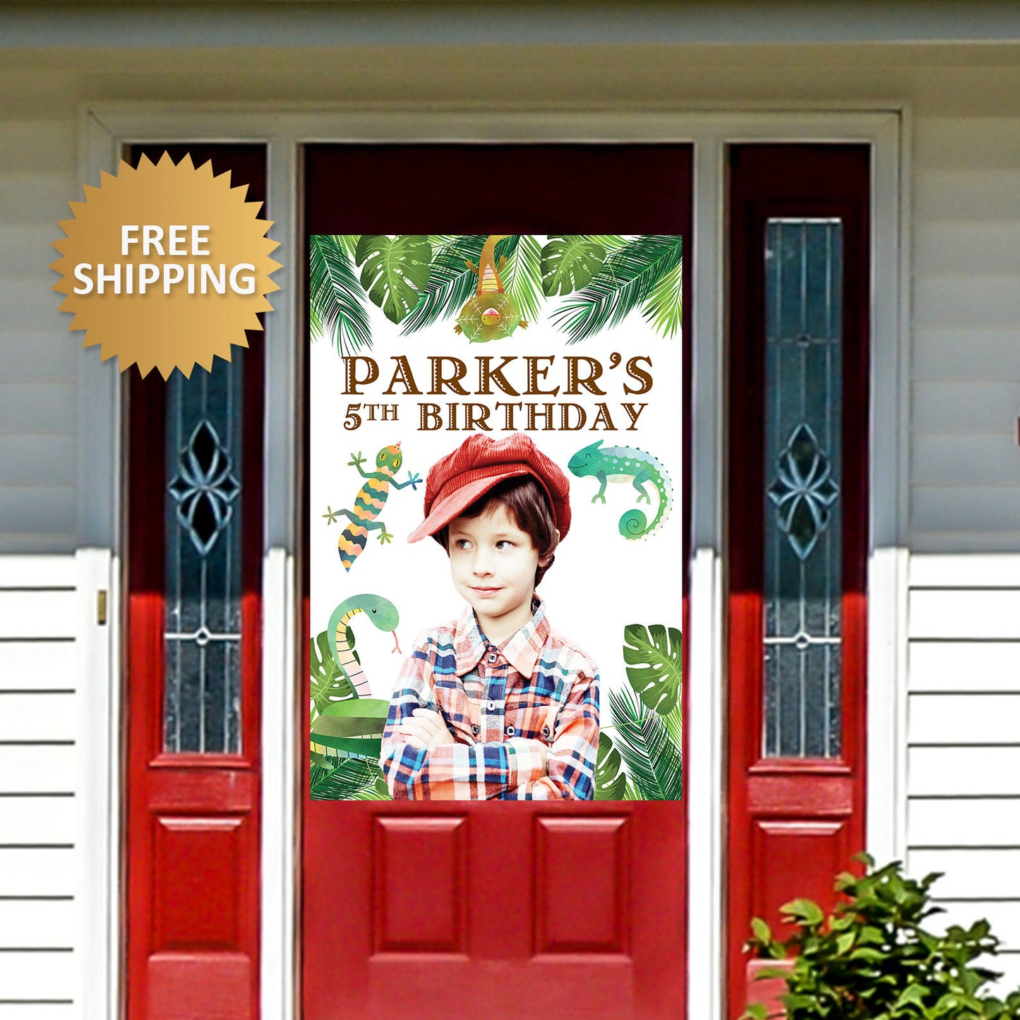 Birthday Door Banner, Birthday Photo Door Banner, Reptile Birthday Door Banner, Jungle door banner, Jungle Door Sign, Jungle Photo banner