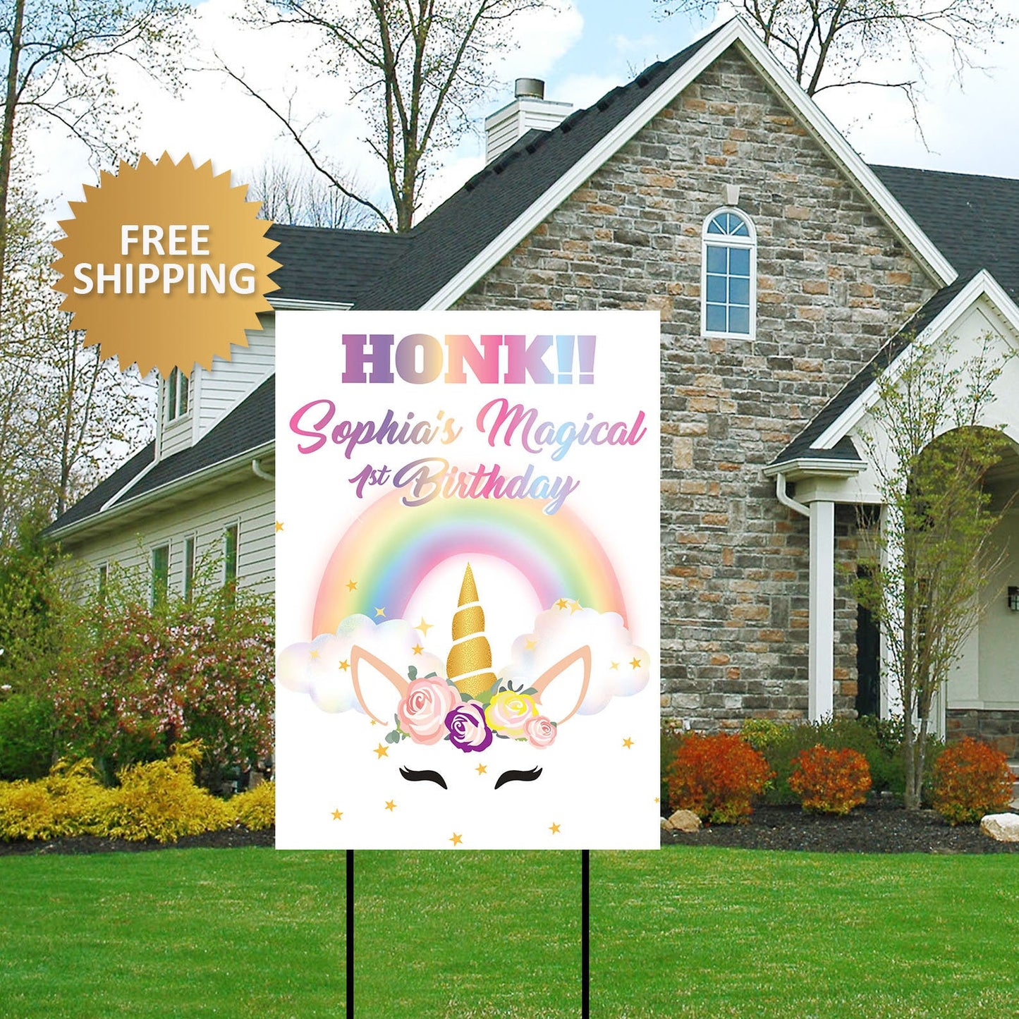 Unicorn Yard sign, Birthday Yard Sign, Honk Birthday Yard Sign, Foam Board Sign, Birthday photo yard sign, Photo Yard sign, Unicorn sign